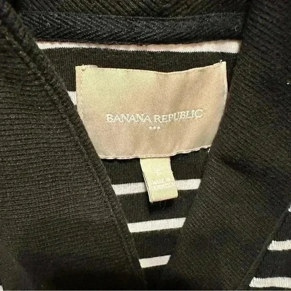 Banana Republic Black White Striped Shirt Women S - Picture 8 of 9